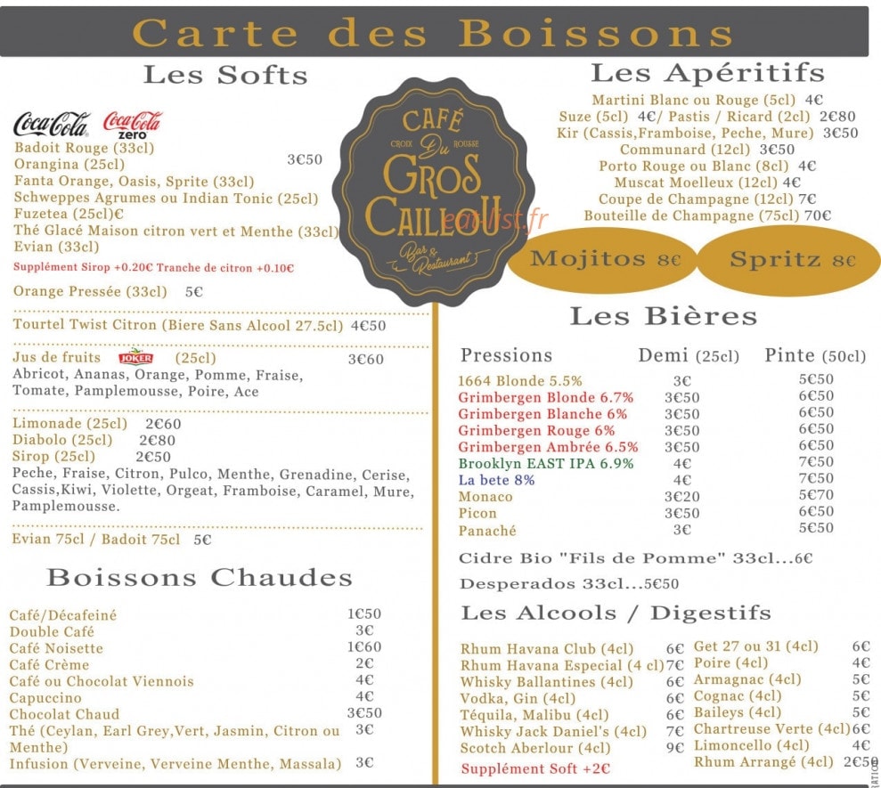Café du Gros Caillou — carte page 2