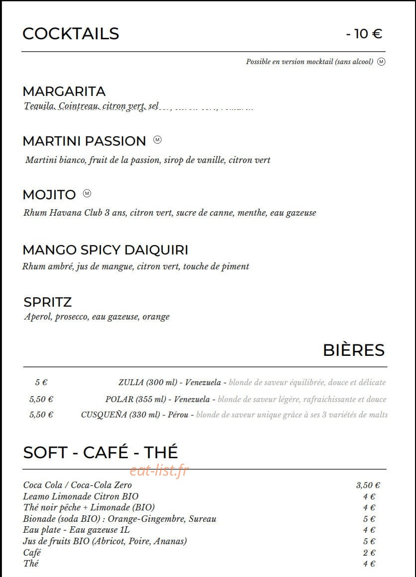 Canaima Restaurant — carte page 3