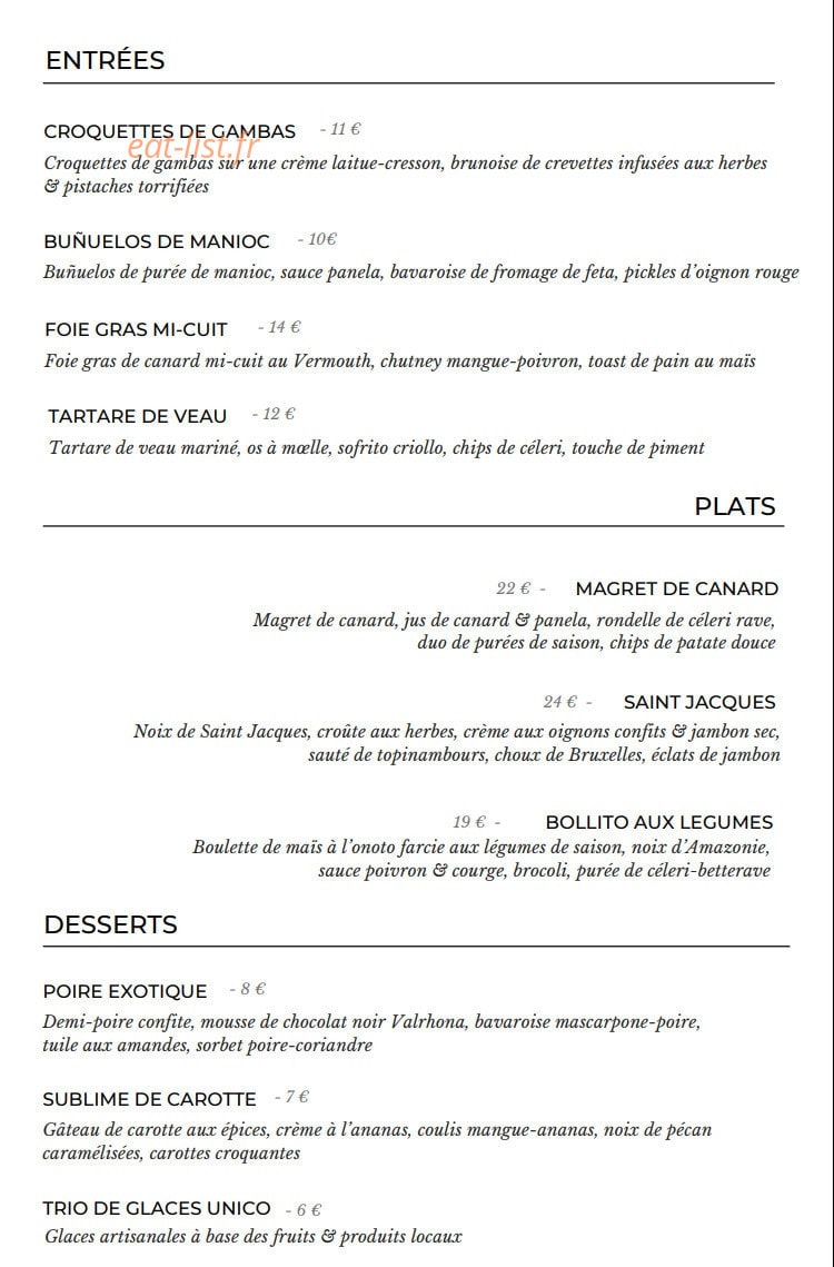 Canaima Restaurant — carte page 2