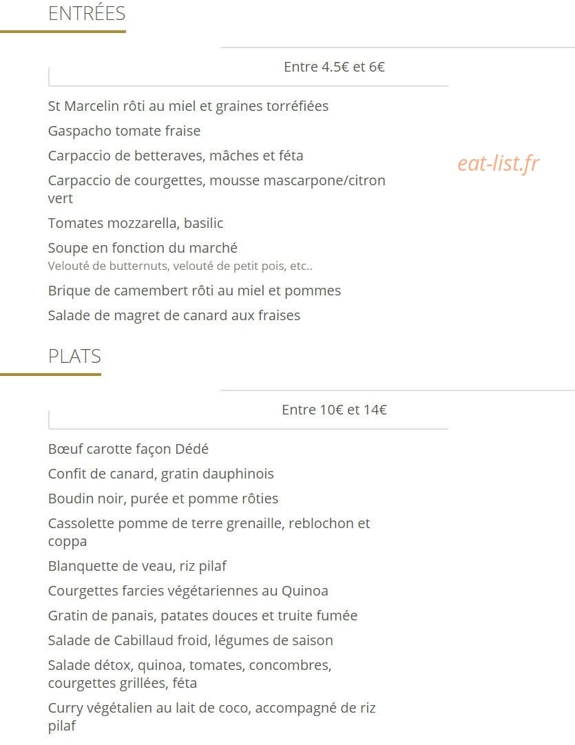 Chez dédé — carte page 1