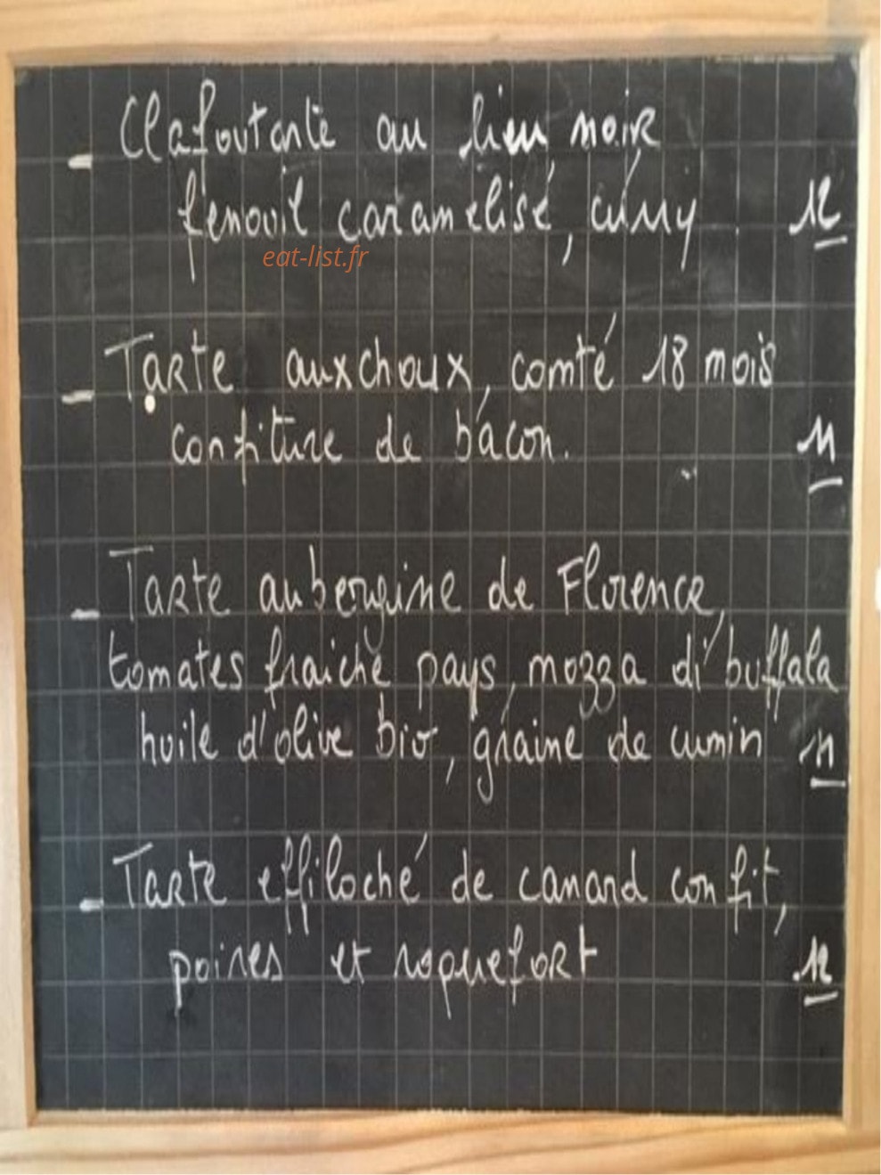 Chez les tartes — carte page 1
