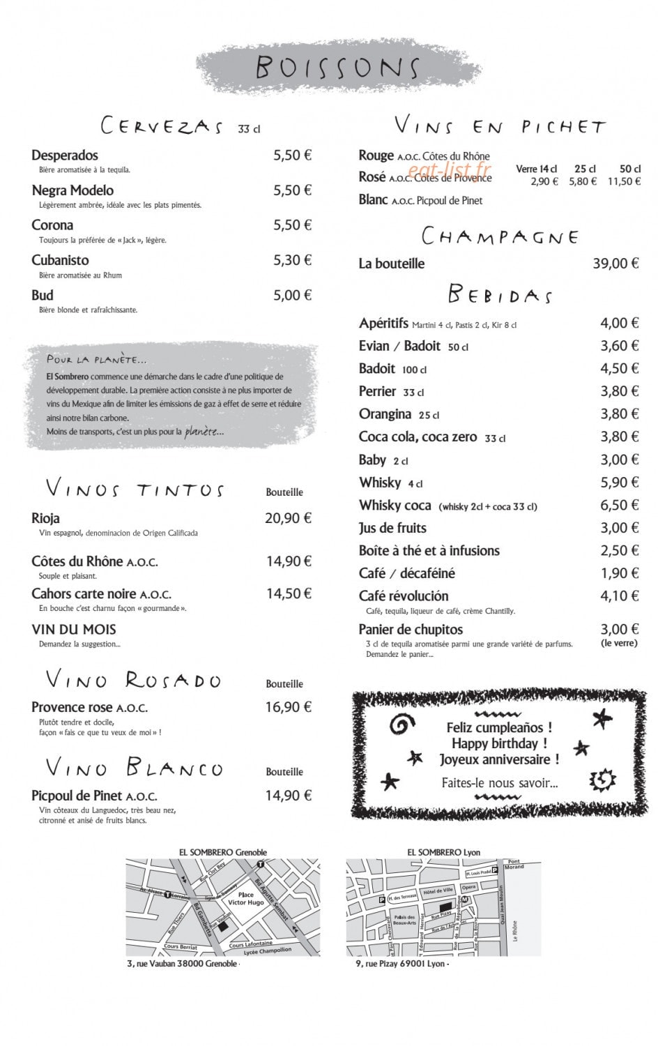El Sombrero — carte page 4