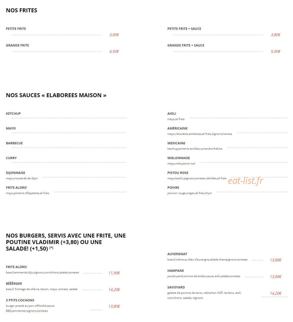 Frite Alors — carte page 1