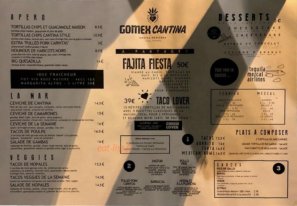 GoMex Cantina — carte page 1