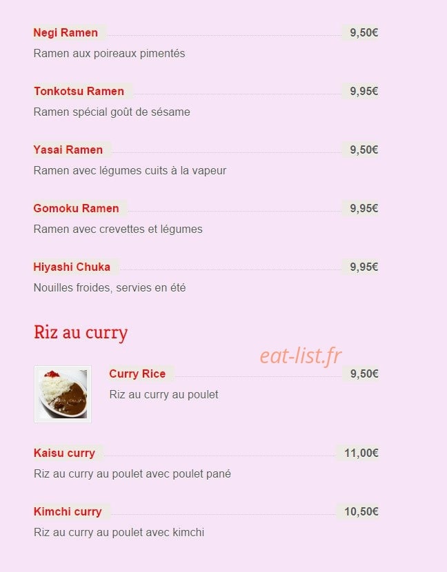 Hakata Ramen — carte page 4