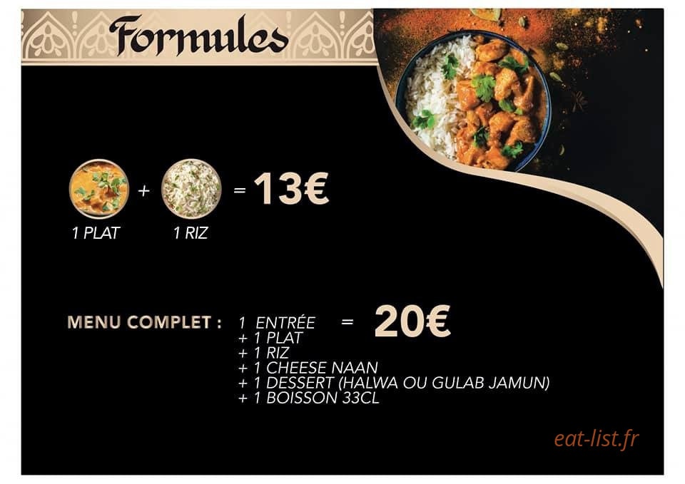 Indian Eats — carte page 1