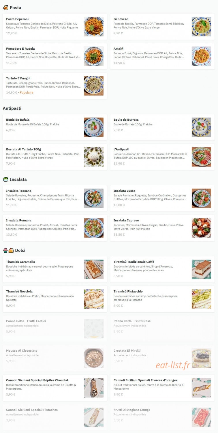 Italian Trattoria — carte page 2