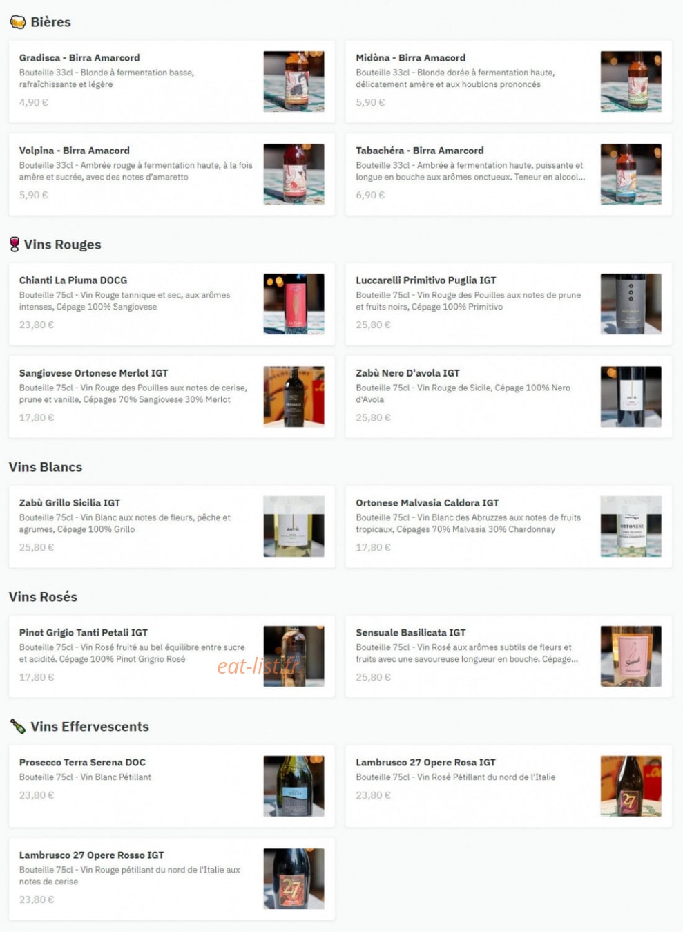 Italian Trattoria — carte page 4