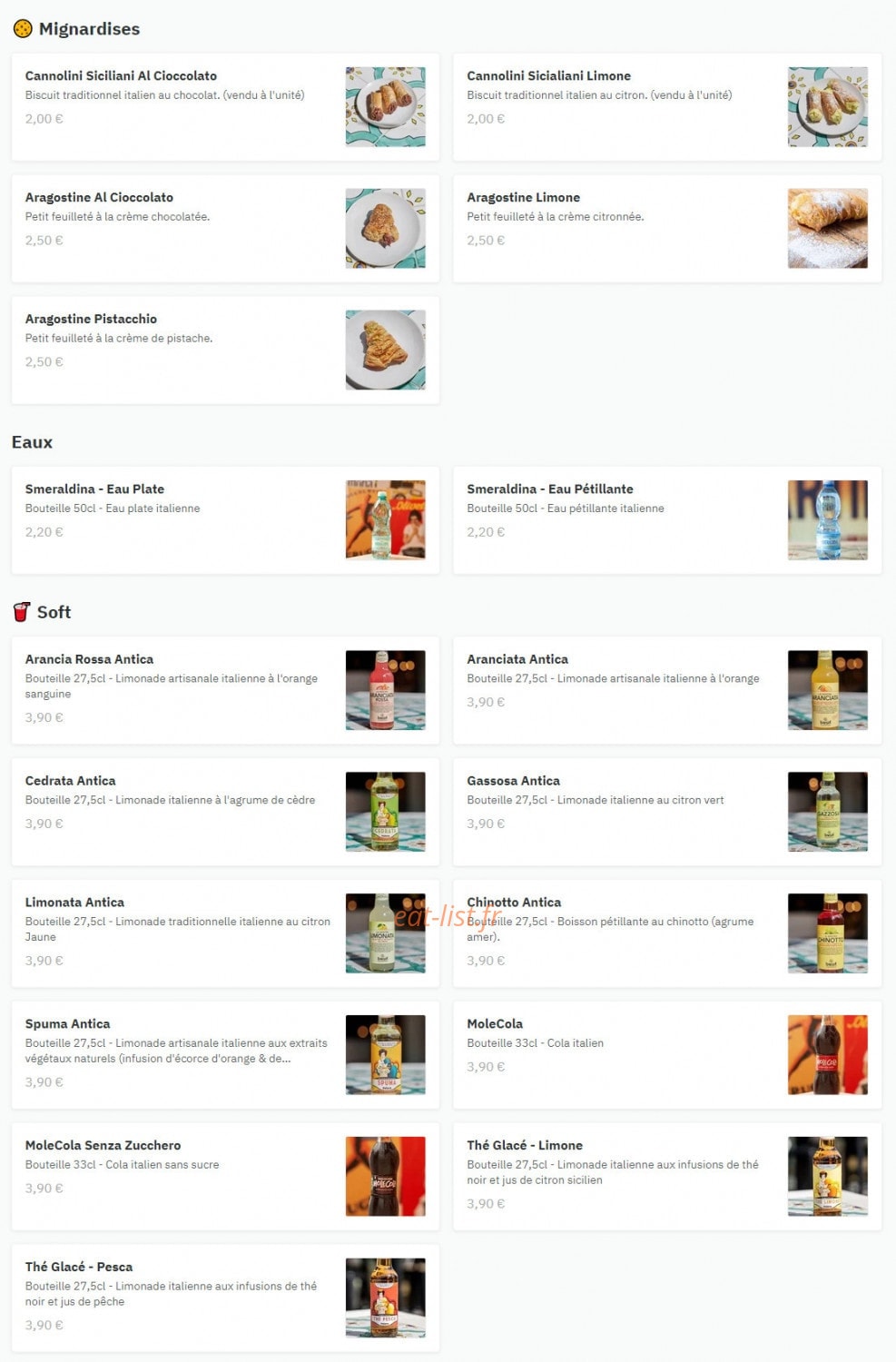 Italian Trattoria — carte page 3