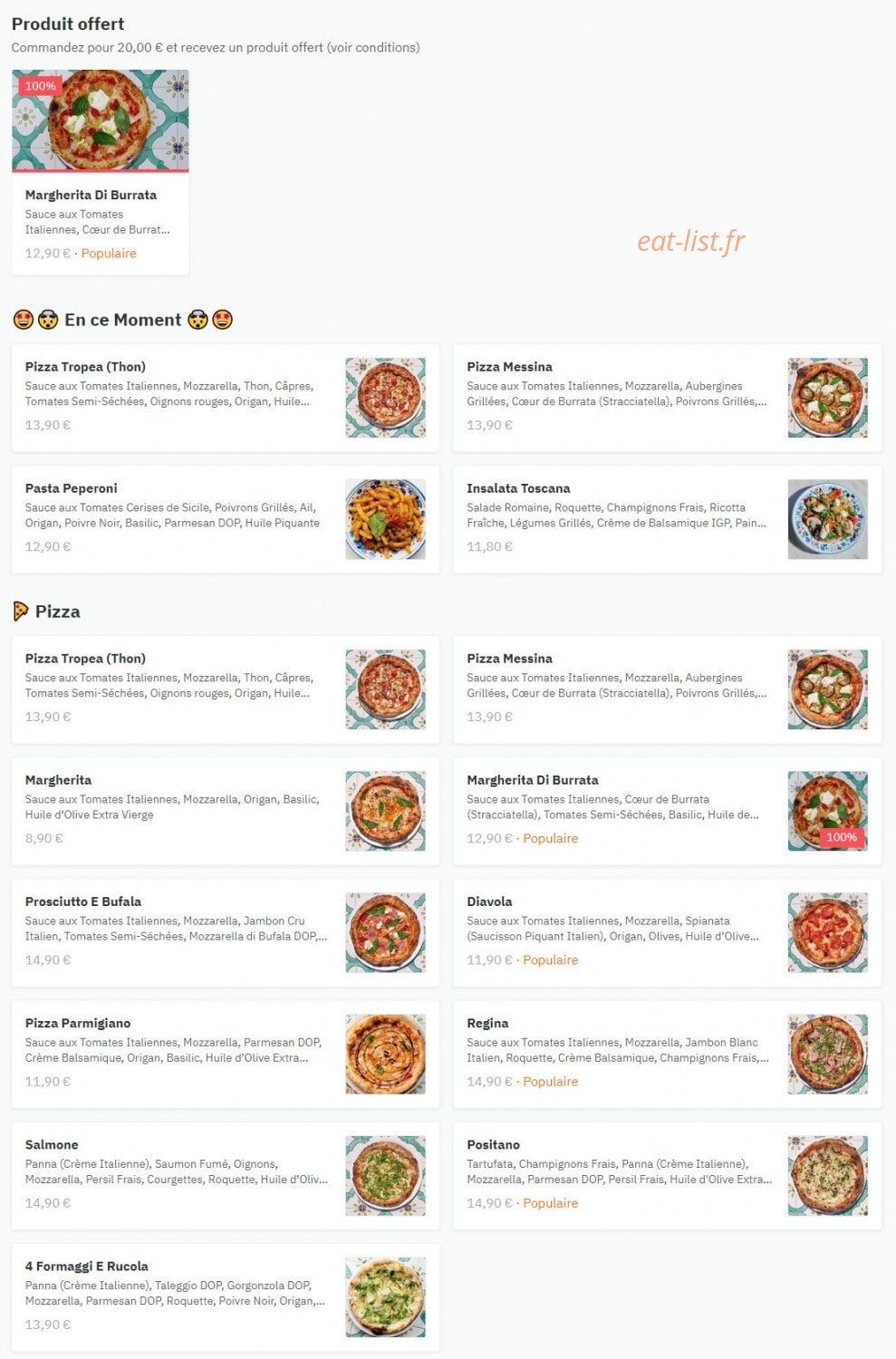 Italian Trattoria — carte page 1