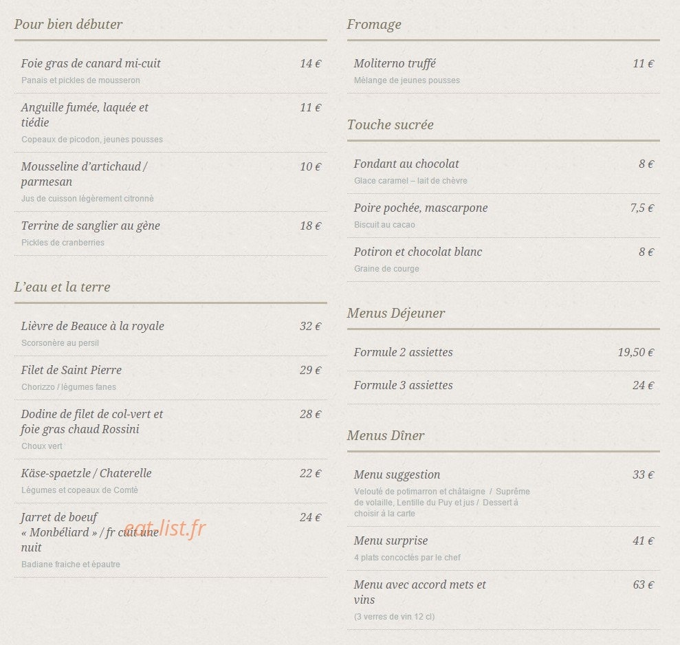 L'Atelier des Augustins — carte page 1