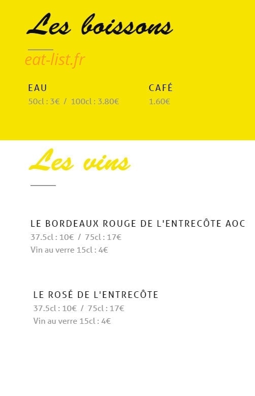 L'Entrecôte — carte page 3