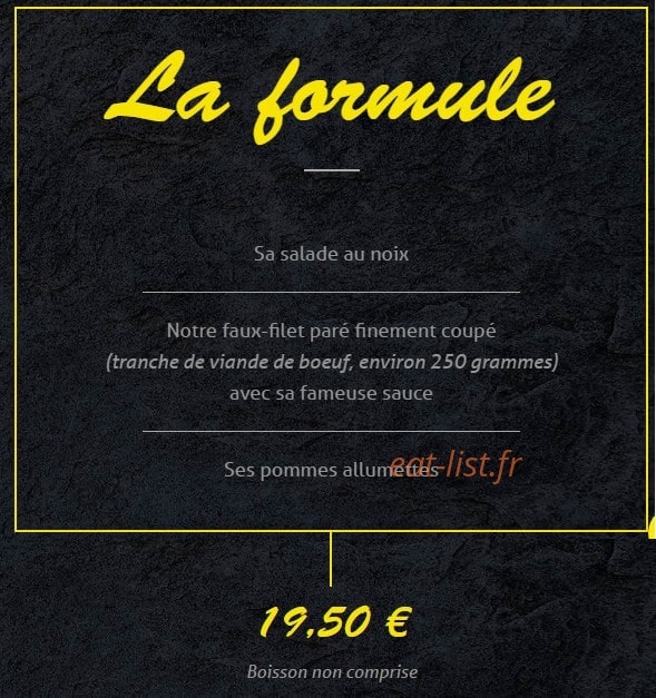 L'Entrecôte — carte page 1