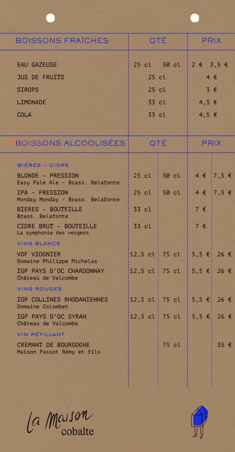La Maison Cobalte — carte page 4