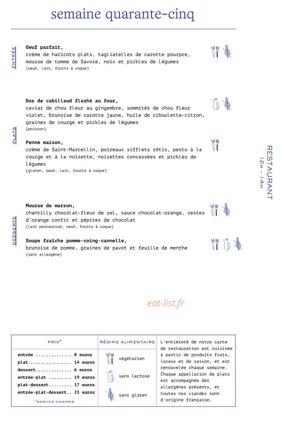 La Maison Cobalte — carte page 1
