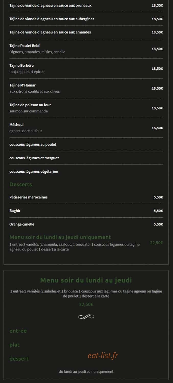 La Mamounia — carte page 2