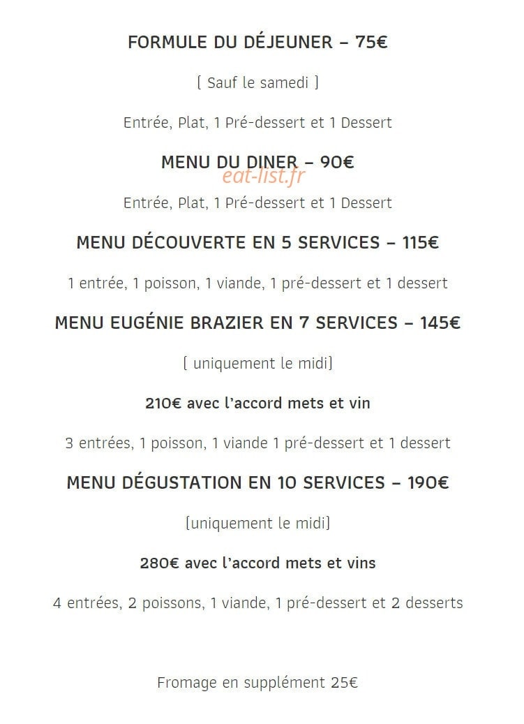 La Mère Brazier — carte page 1