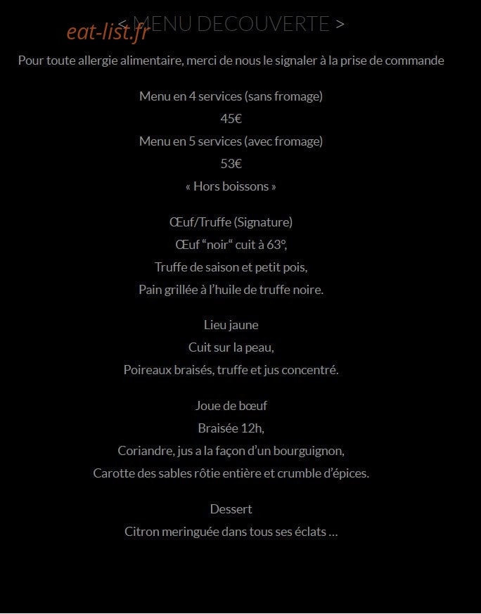 La Quintessence — carte page 6