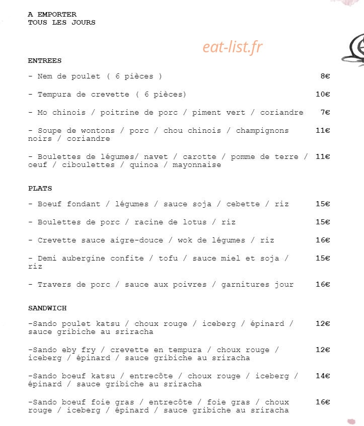 La Table Wei — carte page 3
