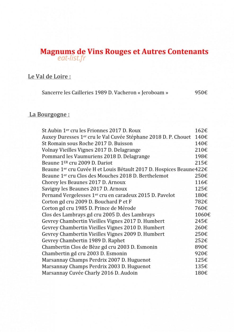 Le Comptoir Bourguignon — carte page 8