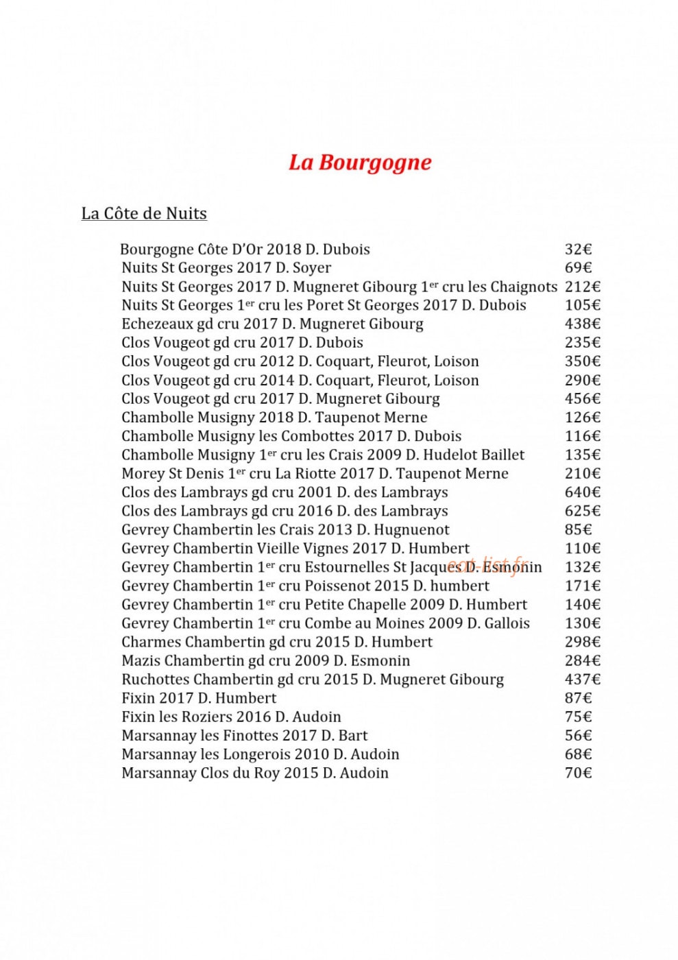 Le Comptoir Bourguignon — carte page 5
