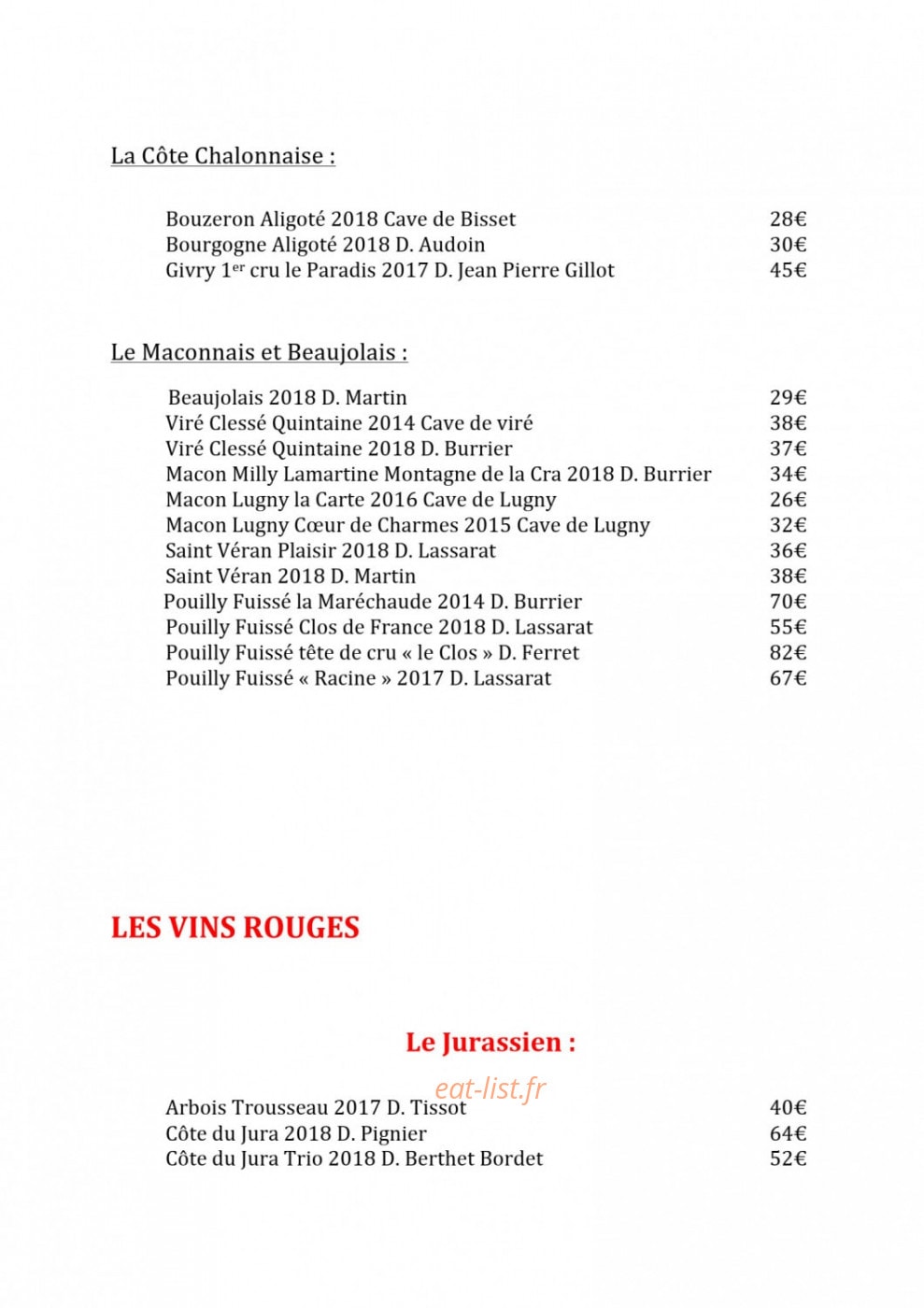 Le Comptoir Bourguignon — carte page 4