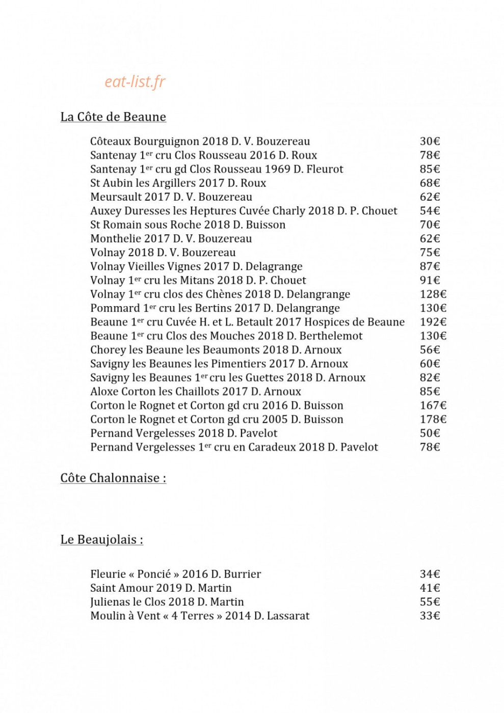 Le Comptoir Bourguignon — carte page 6