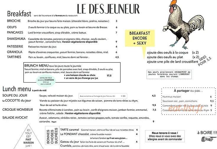 Le Desjeuneur — carte page 1