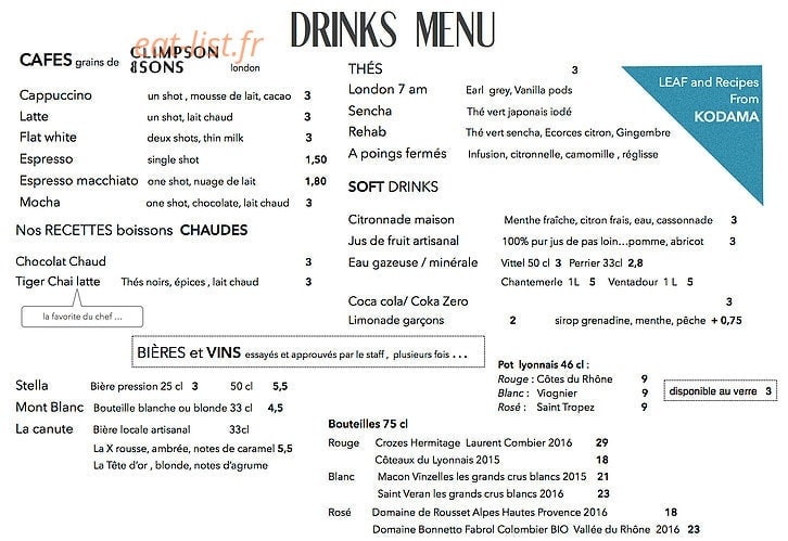 Le Desjeuneur — carte page 2