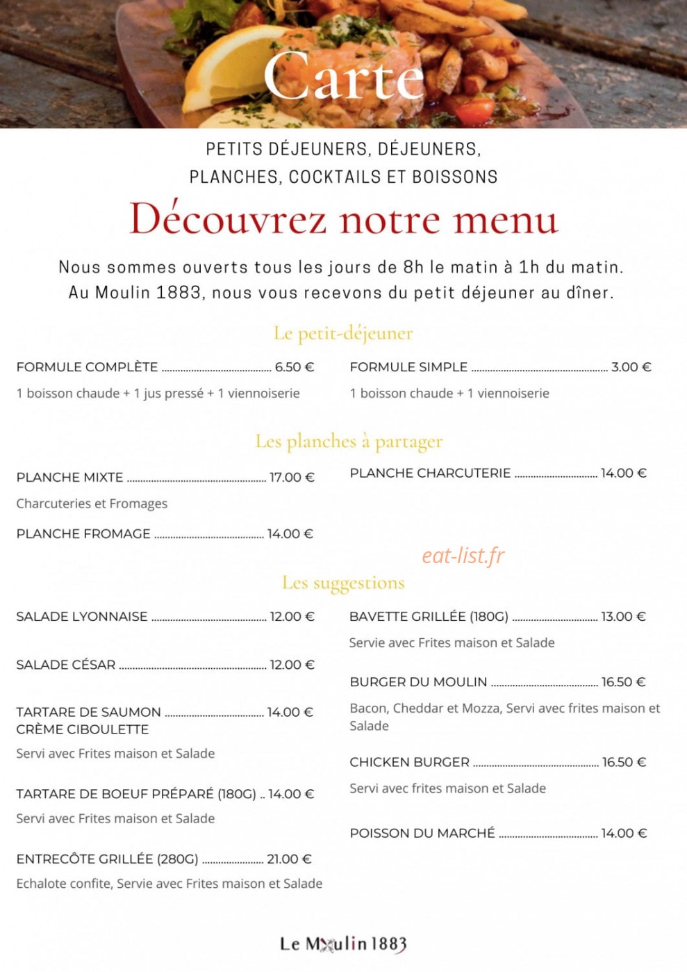 Le Moulin 1883 — carte page 1