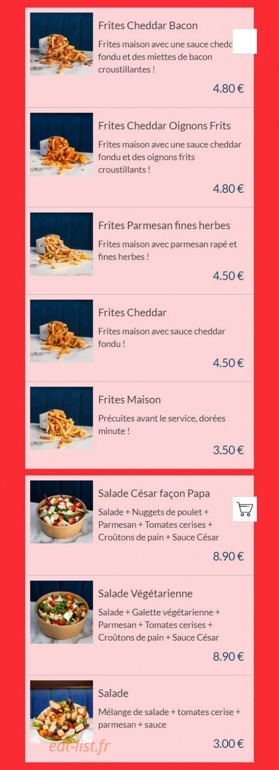 Les Burgers de Papa — carte page 6
