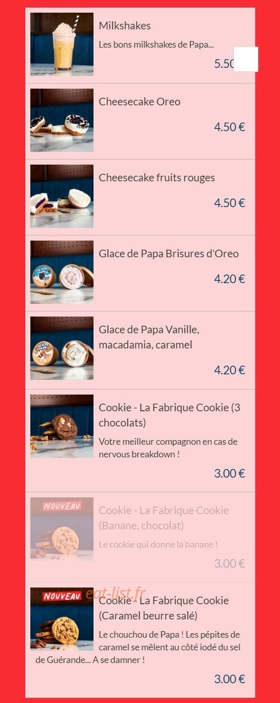 Les Burgers de Papa — carte page 5