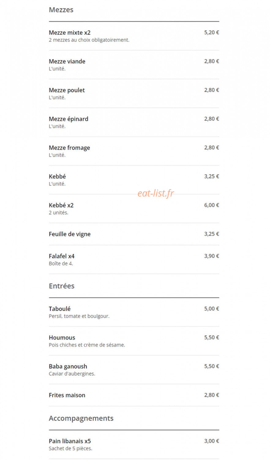 Les délices du Liban — carte page 3