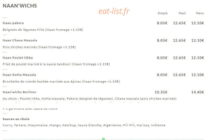 Naanwich'riz — carte page 1