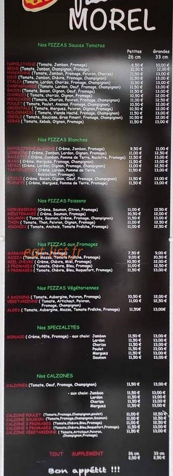 Pizza Morel — carte page 2