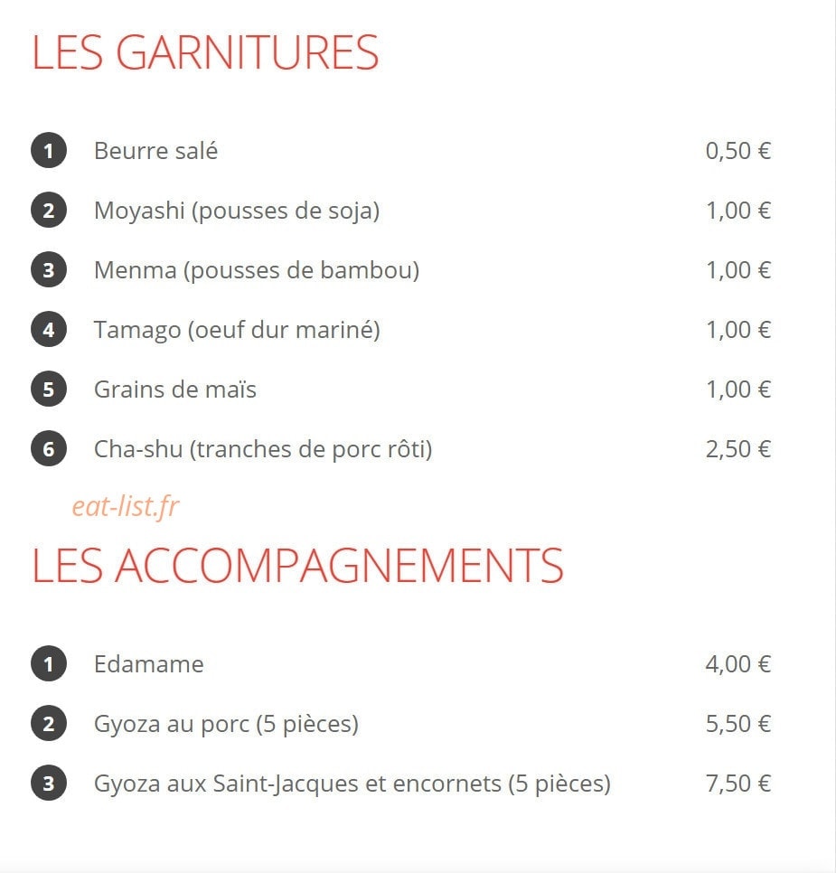 Ramen Djizan — carte page 2
