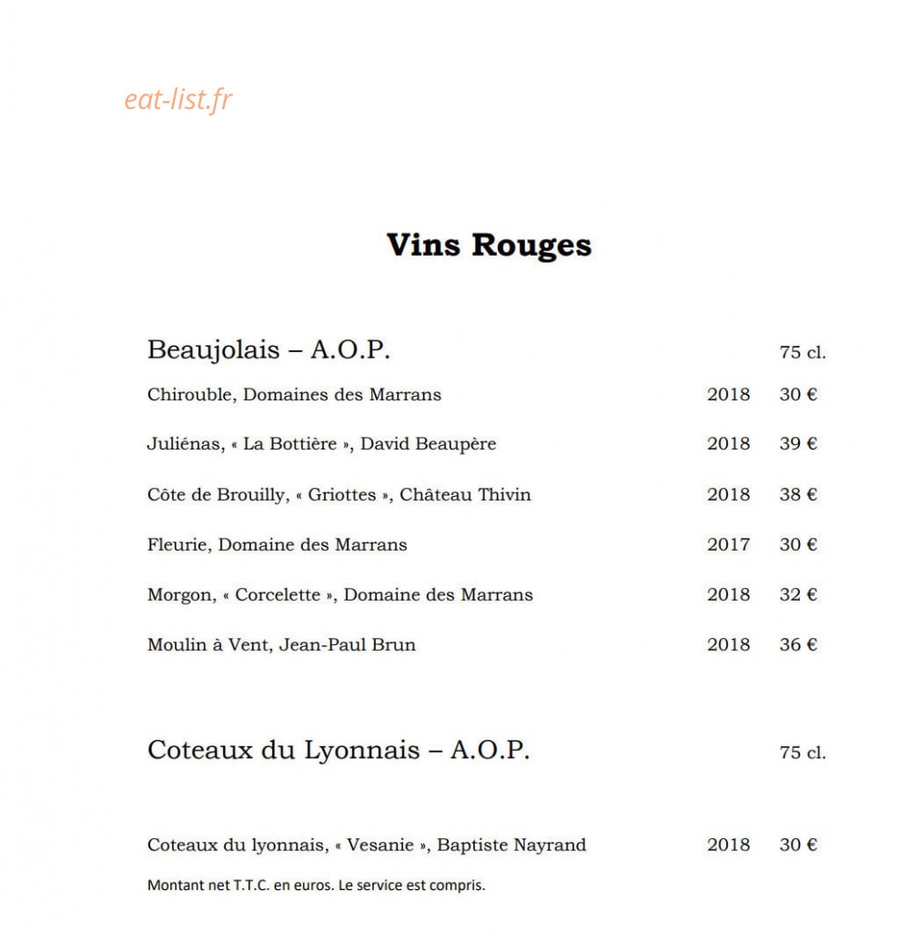 Restaurant Albert — carte page 4