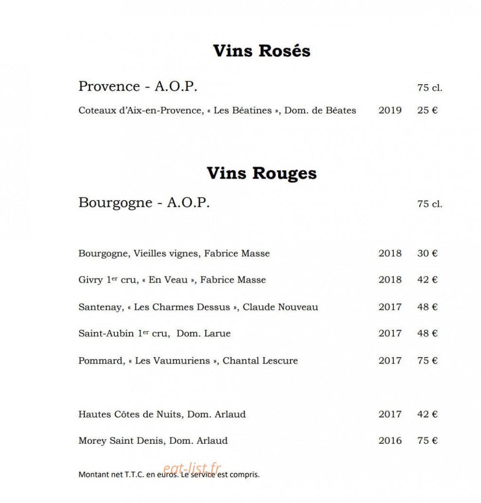 Restaurant Albert — carte page 3
