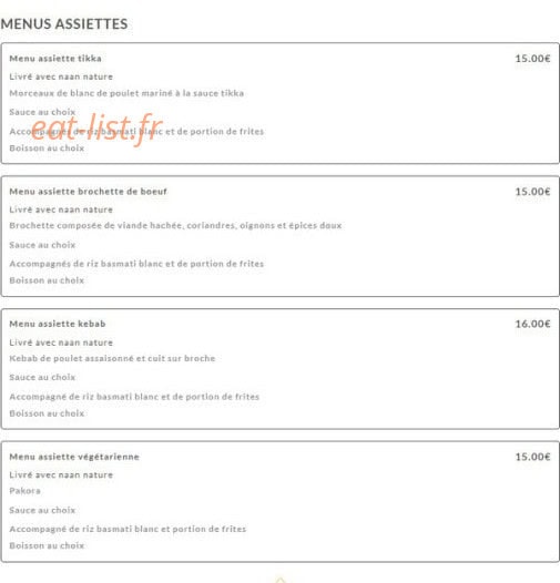 Royal Tandoori — carte page 2