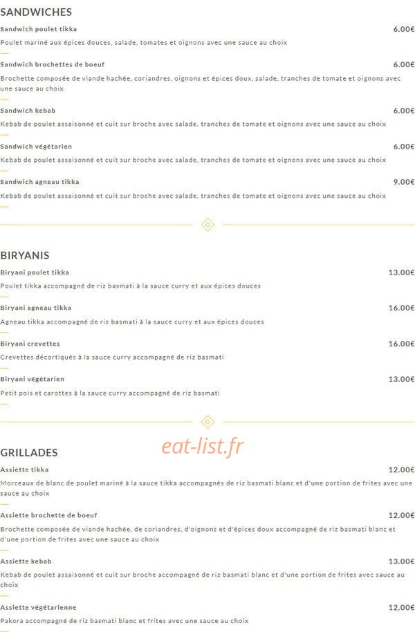 Royal Tandoori — carte page 4