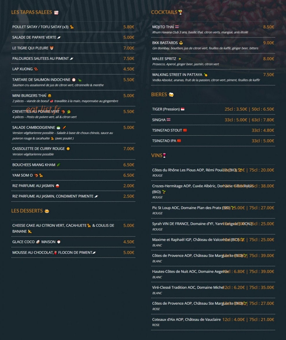 Sabaï Sabaï — carte page 1