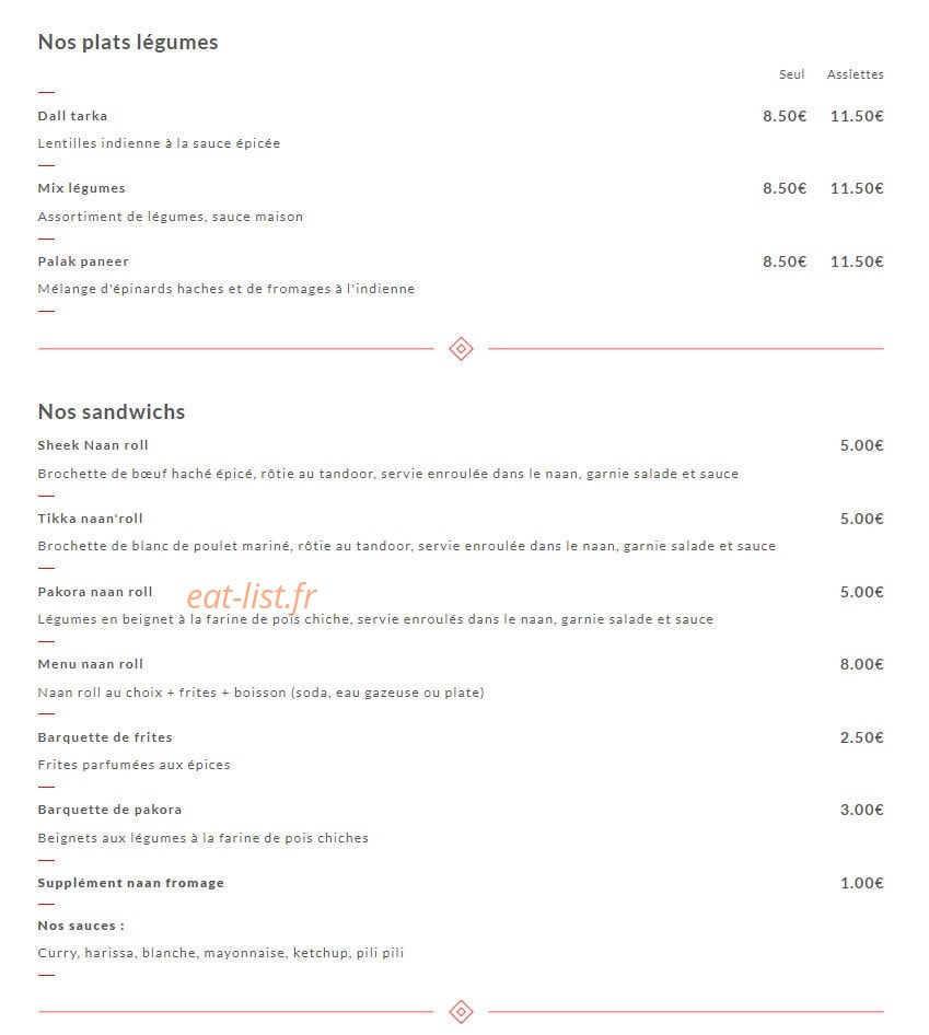 Tandoor — carte page 5