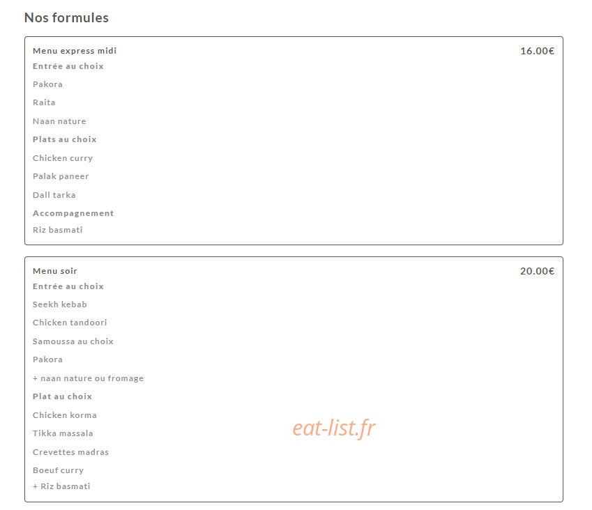 Tandoor — carte page 2