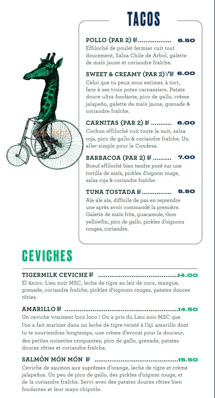 Tigermilk — carte page 2