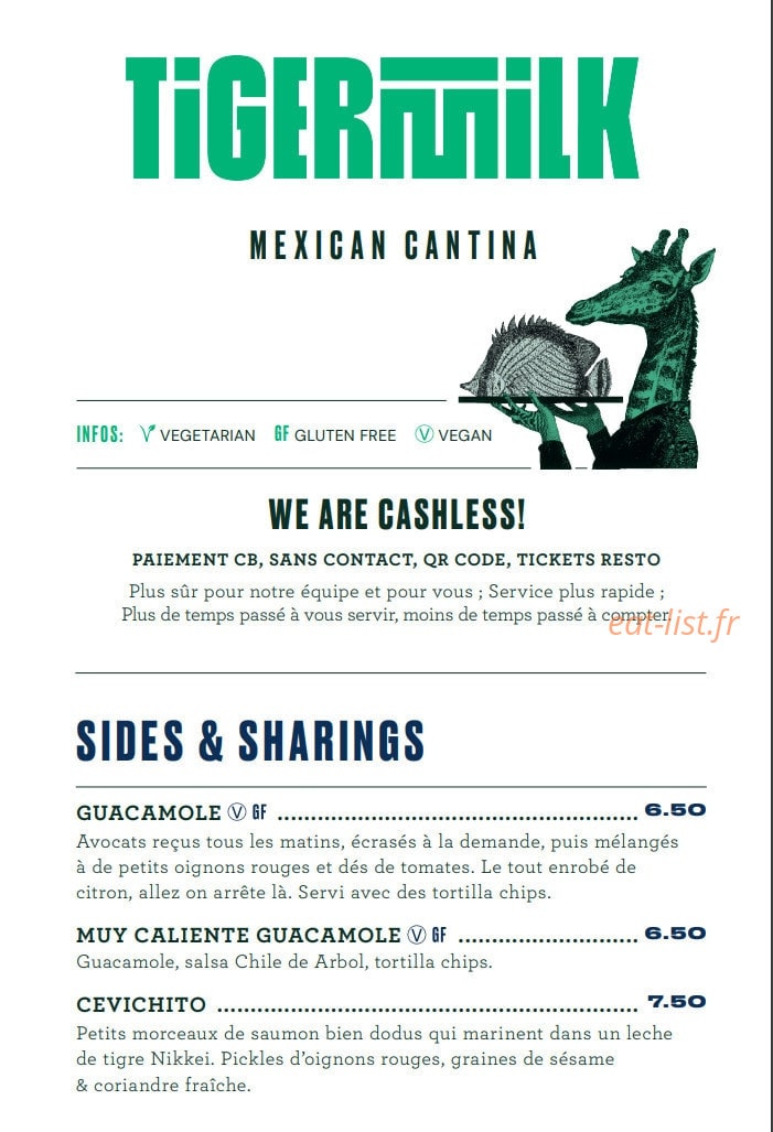 Tigermilk — carte page 1