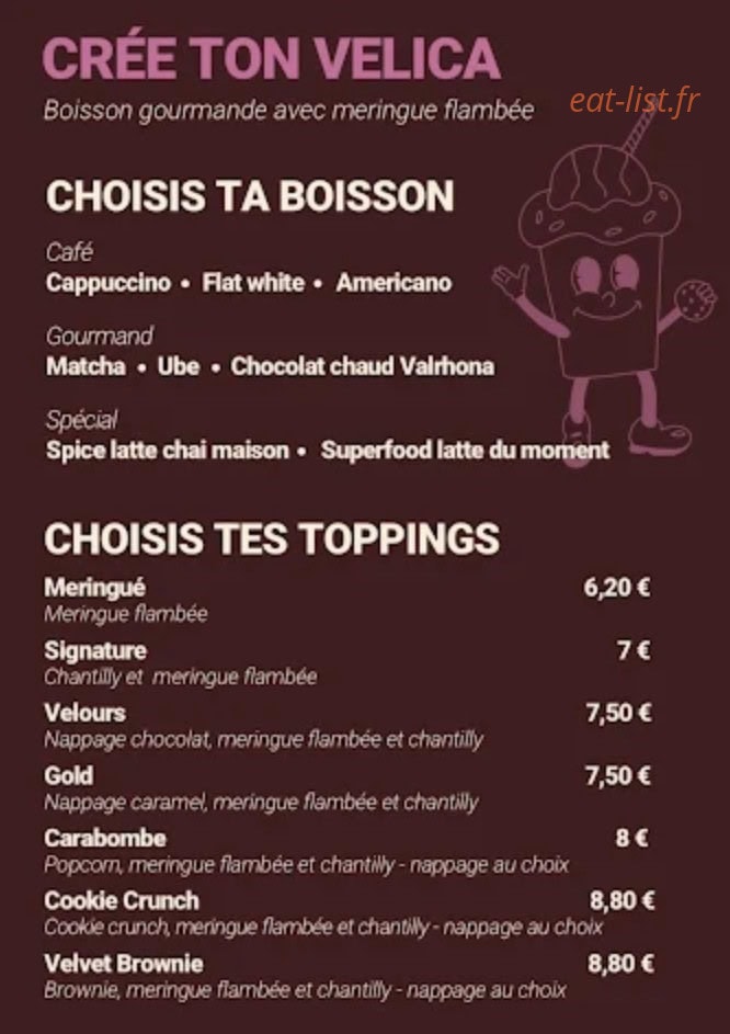 Velica Coffee Shop — carte page 3