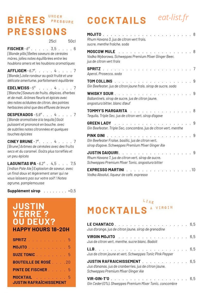 Bar Justin — carte page 2