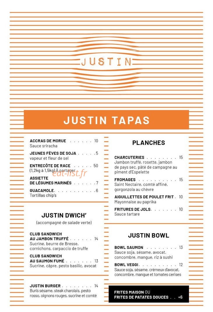 Bar Justin — carte page 1