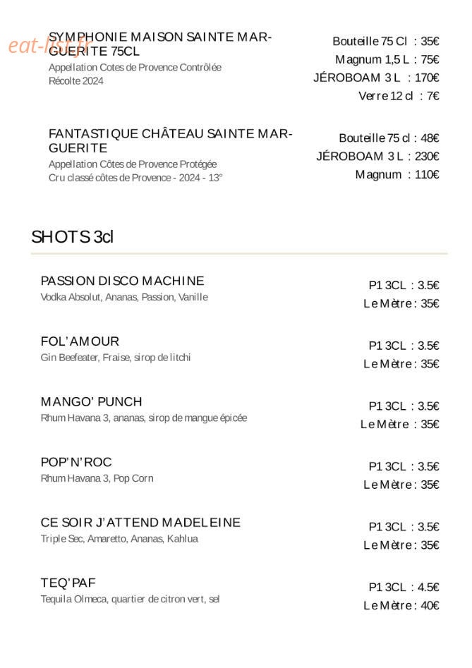 Bar Justin — carte page 9