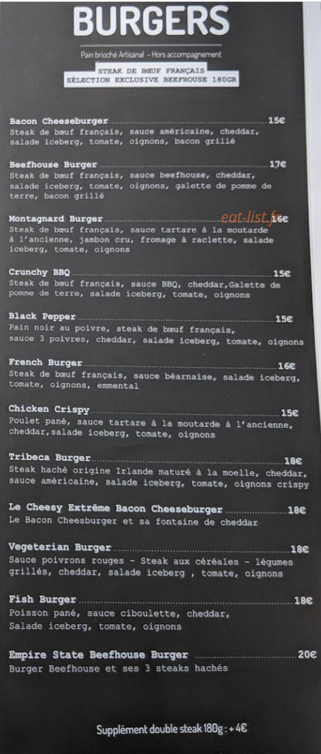 Beef House Lyon — carte page 4